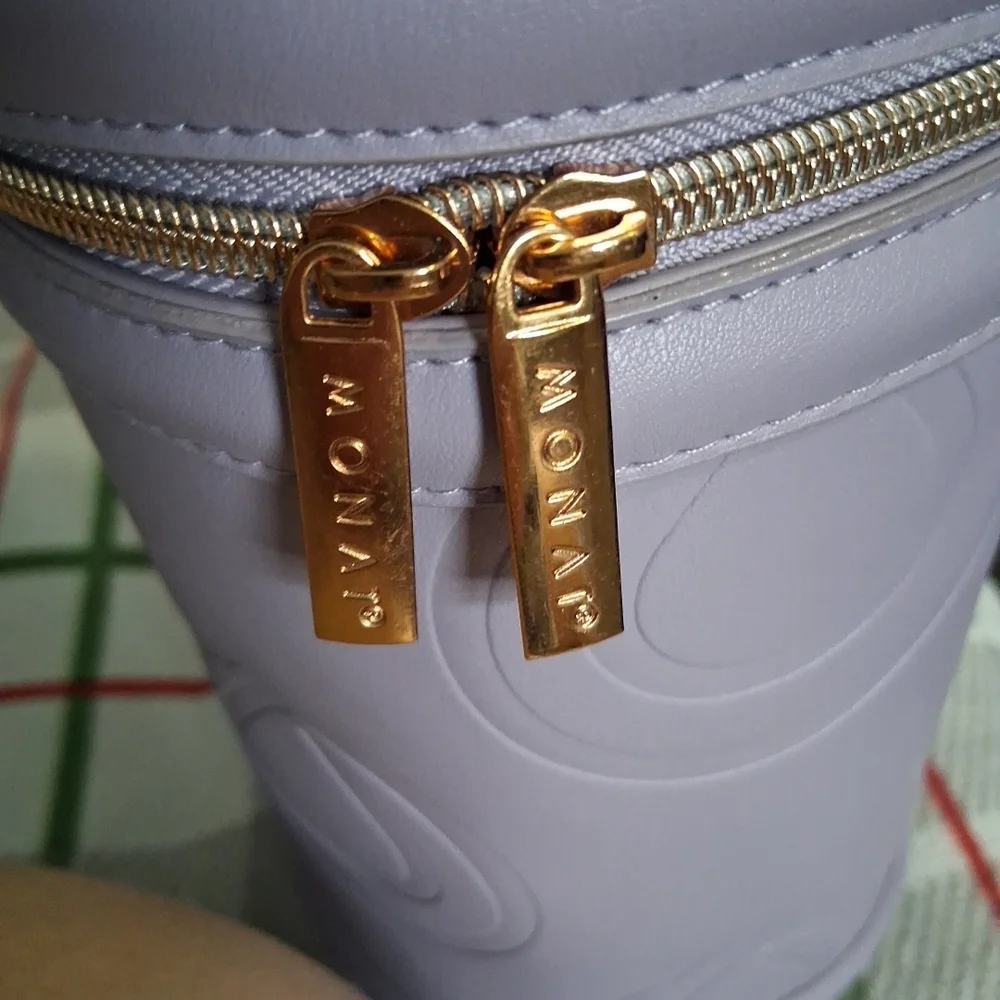 Monat Chic Lavender Cosmetic Case Travel Bag Gold Zipper